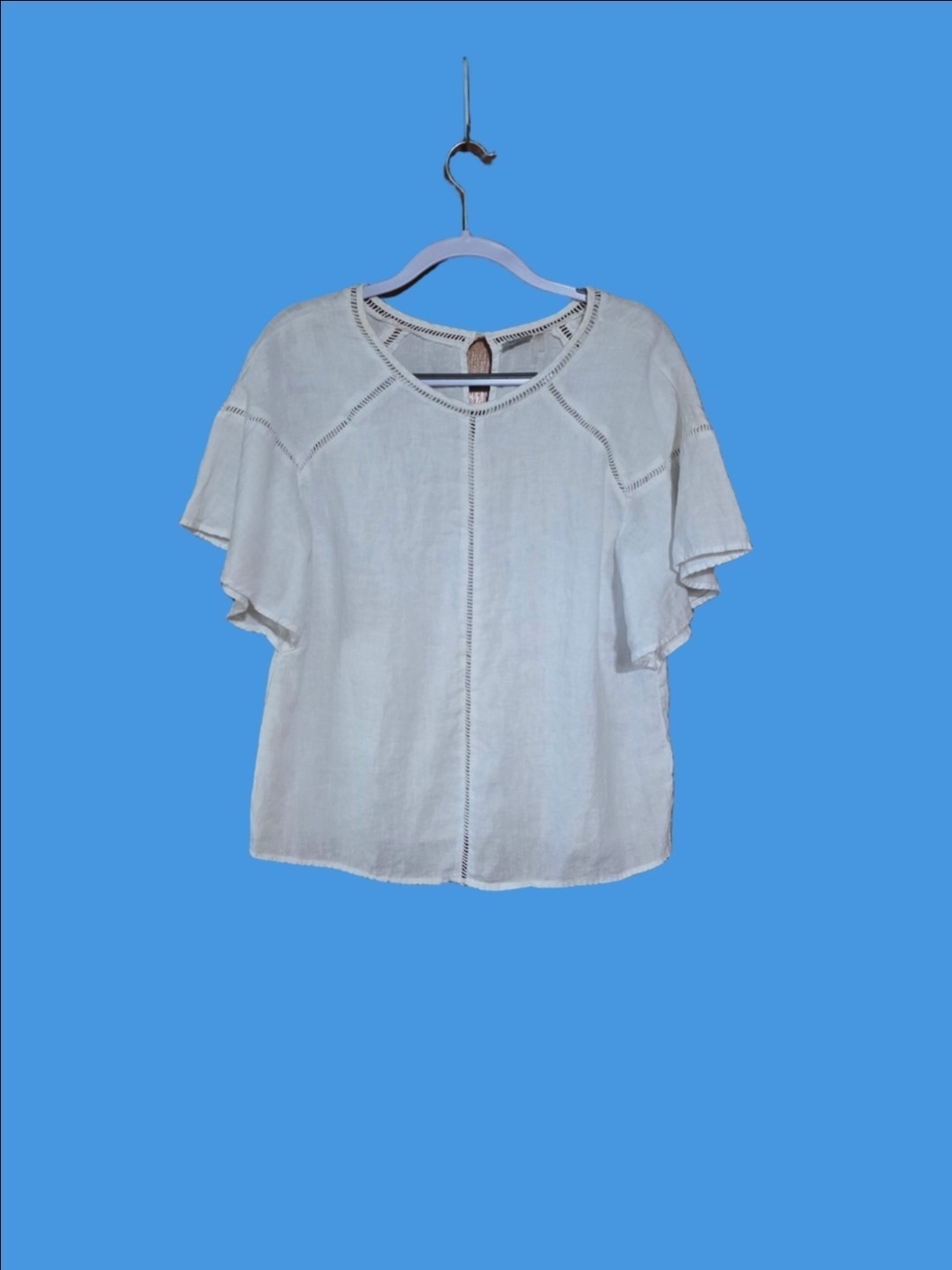 Lightweight White Flutter-Sleeve Top